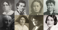 Women's rights activists: (from left to right) Ida Pfeiffer, Irma von Troll Borostyni, Marianne Hainisch, Bertha von Suttner, Bertha Pappenheim, Alice Schalek, Adelheid Popp, Irene Harand